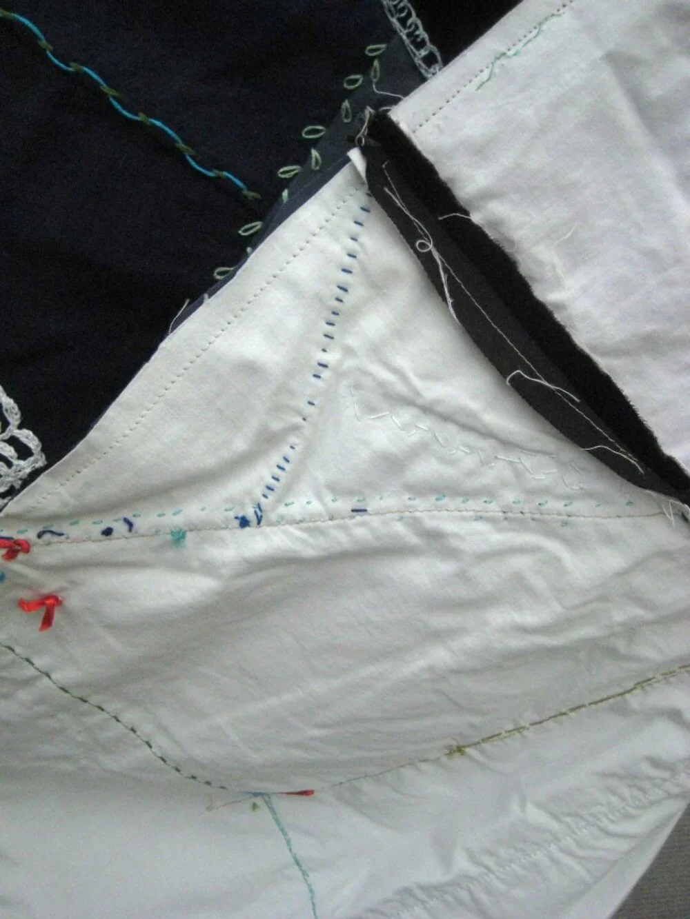 Patchwork Machine Stitch Embrodier Unfinished Crazy Quilt Hand Crafted Fabric